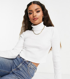 Белая укороченная водолазка в рубчик ASOS DESIGN Petite-Белый