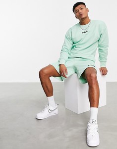 Мятно-зеленый свитшот с логотипом на груди Fila Terrence-Зеленый цвет