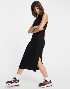 Платье-футболка миди без рукавов черного цвета Vero Moda-Черный цвет