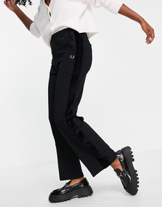 Черные спортивные брюки с велюровыми вставками Fred Perry-Черный цвет