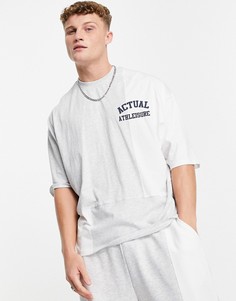 Oversized-футболка цвета экрю со вставками от комплекта ASOS Actual Athleisure-Белый