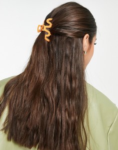Матовая коричневая заколка-краб для волос My Accessories London-Коричневый цвет