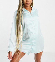 Атласная ночная рубашка с кантом Missguided-Голубой