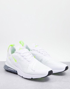 Белые кроссовки с лаймовыми вставками Nike Air Max 270 SE-Белый