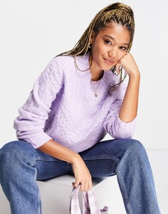 Свободный джемпер фактурной вязки Wednesdays Girl-Фиолетовый цвет