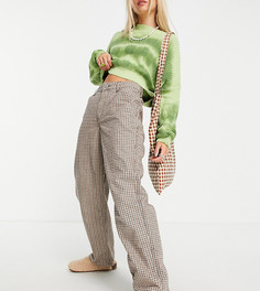Коричневые свободные чиносы в клетку ASOS DESIGN Petite-Коричневый цвет