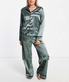 Зеленый пижамный комплект с отложным воротником Night-Зеленый цвет