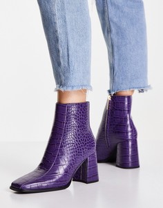 Фиолетовые ботинки под кожу крокодила на молнии Miss Selfridge-Фиолетовый цвет