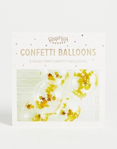 Надувные шары с конфетти в виде звезд золотистого цвета Ginger Ray-Золотистый