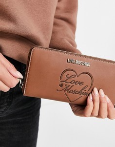 Светло-коричневый кошелек с логотипом в рукописном стиле Love Moschino-Коричневый цвет