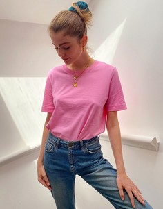 Розовая футболка из органического хлопка Selected Femme-Розовый цвет