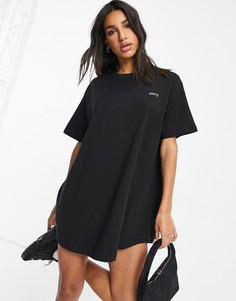 Платье-футболка в стиле oversized с надписью Night Addict-Черный