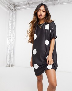 Платье-футболка в стиле oversized в горох Urban Threads-Черный цвет