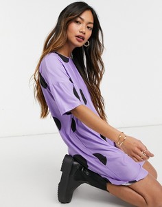 Платье-футболка в стиле oversized в горох Urban Threads-Фиолетовый цвет