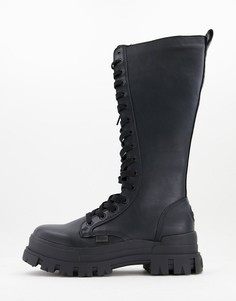 Массивные высокие ботинки до колена черного цвета Buffalo Vegan-Черный цвет