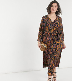 Платье миди с запахом и звериным принтом Vero Moda Curve-Multi