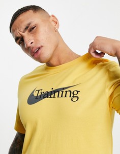 Желтая футболка с логотипом-надписью Nike Training-Желтый
