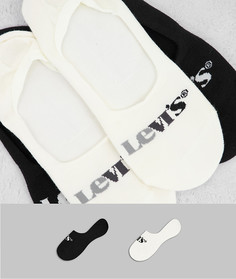 Набор из 2 пар невидимых носков белого и черного цвета Levis-Черный цвет
