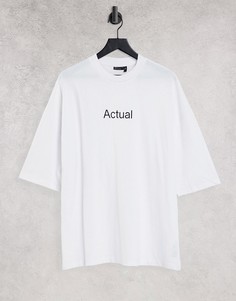 Белая футболка в стиле oversized с логотипом ASOS Actual-Белый