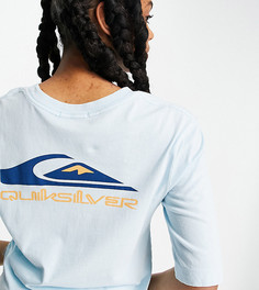 Голубая футболка с логотипом и рукавами средней длины Quiksilver – эксклюзивно для ASOS-Голубой
