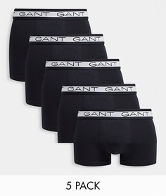 5 пары боксеров-брифов черного цвета с фирменным поясом Gant-Черный цвет