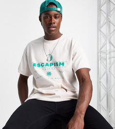 Кремовая oversized-футболка с надписью "Еscapism" New Look-Белый