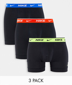 Набор из 3 пар черных хлопковых эластичных боксеров-брифов Nike-Черный цвет