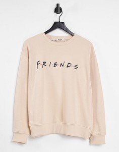 Бежевый oversized-свитшот из органического хлопка NA-KD X Friends-Нейтральный