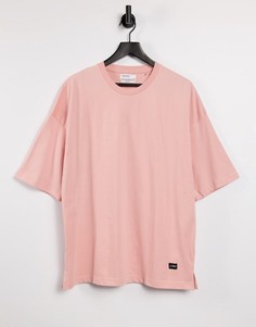 Розовая oversized-футболка Bershka-Розовый цвет