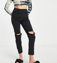Черные выбеленные джинсы в винтажном стиле с рваной отделкой Parisian Tall-Черный цвет