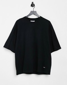 Свободная черная футболка Bershka-Черный цвет