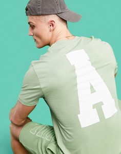 Зеленая футболка с большим логотипом на спине в университетском стиле ASOS Actual-Зеленый цвет