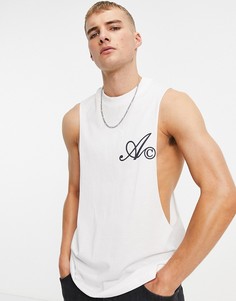 Белая майка свободного кроя с принтом логотипа на груди ASOS Actual-Белый