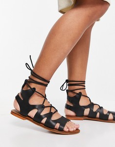Черные сандалии с завязками на щиколотках Asra Savannah-Черный цвет