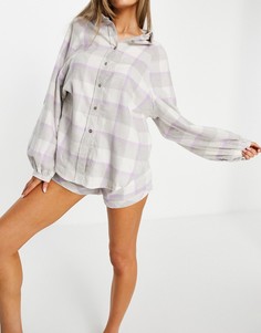 Серая пижамная рубашка в клетку из фланелевой ткани (от комплекта) Cotton On-Серый Cotton:On