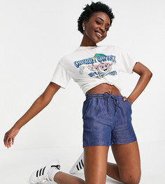 Темно-синие шорты из шамбре с завязкой на талии Only Tall-Голубой