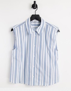 Рубашка без рукавов из органического хлопка с подплечниками в голубую полоску & Other Stories-Multi