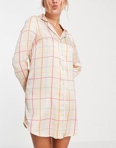 Атласная пижамная рубашка в нежно-розовую клетку Vero Moda-Multi
