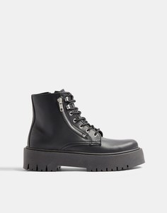 Черные ботинки на массивной подошве с молнией Topshop-Черный цвет