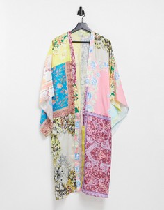 Полупрозрачное кимоно в стиле пэчворк Free People Patched With Love-Многоцветный