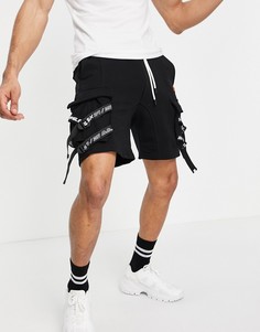 Черные трикотажные шорты карго Bershka-Черный