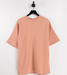 Эксклюзивная коралловая oversized-футболка из органического хлопка в стиле унисекс Selected-Оранжевый цвет