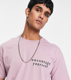 Розовая футболка в стиле oversized c ободряющим принтом-надписью New Look-Розовый цвет