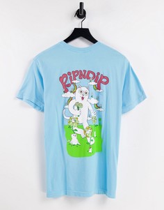 Голубая футболка с принтом на спине RIPNDIP Flower Power-Голубой