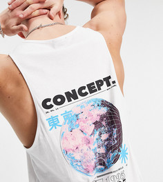 Белая майка с принтом "Concept" на спине New Look-Черный