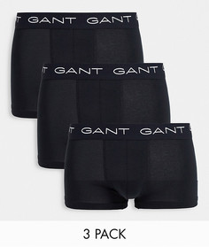 Набор из 3 пар черных боксеров-брифов с логотипом на поясе GANT-Черный цвет