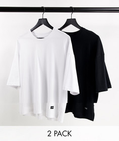 Набор из 2 oversized-футболок черного и белого цвета Bershka-Разноцветный
