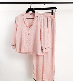 Атласная розовая пижама с окантовкой и принтом в горошек Vero Moda Tall-Розовый цвет