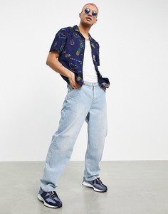 Гавайская рубашка со сплошным принтом Scotch & Soda-Темно-синий