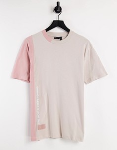 Розовая футболка свободного кроя со вставками и фирменной нашивкой ASOS Unrvlld Spply-Розовый цвет